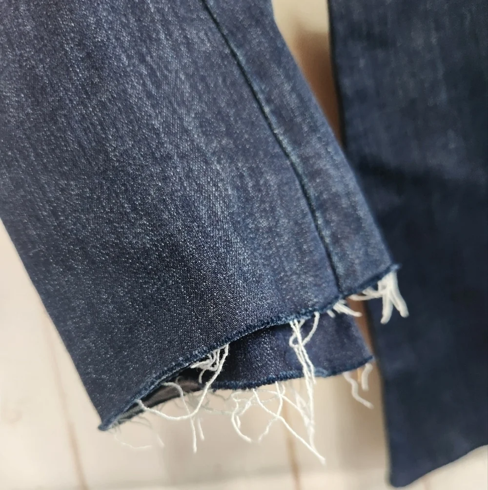 Judy Blue Natalie High Rise Flare Jeans Raw Hem Dark Wash Stretch Denim Size 30